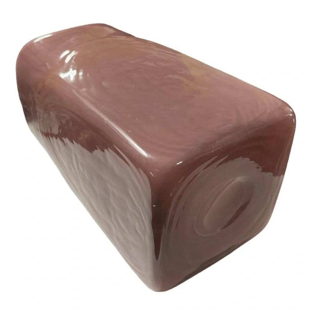 Vintage Mauve Pink Art Glass Square Vase Hand Blown Modernist 8